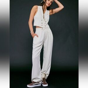 Free People Gabbie Vest Suit Set in Brown
